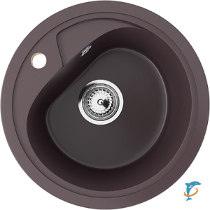 Круглая мойка с отверстием под смеситель ULGRAN U-500 шоколад  (U-500-345)