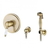 Смеситель скрытого монтажа с гигиеническим душем (белая ручка), бронза Kaiser Vincent 31017-1 — 