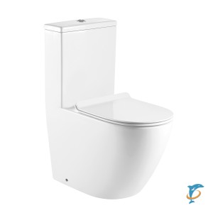 Унитаз-моноблок AZARIO MORANO 680x370х830 напольный безободковый в комплекте с сиденьем дюропласт микролифт, белый (AZ-1001) (AZ-1001)