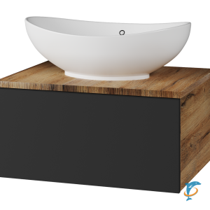 Тумба с раковиной Misty Ива 60 графит, каштан, 1 ящик (П-Ива-01060-481Я + Misty_4620008198989)