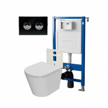 Инсталляция пневм Point Элемент П PN45121 + Клавиша Венера черн/хром PN44072BC +Унитаз Виктория — 