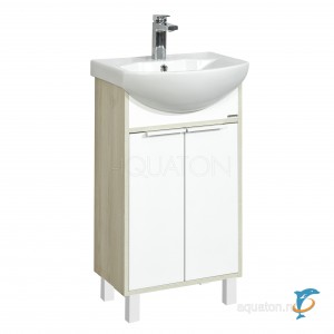 Тумба с раковиной Aquaton Рико 50 белая, ясень фабрик  (1A212401RIB90 + Aquaton_1WH207781)