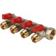 Stout Коллектор с шаровыми кранами 3/4", 4 отвода 1/2" (красные ручки)  (SMB 6210 341204)