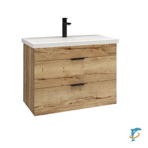 Тумба с раковиной подвесная Grossman "ФОРТА-70 см" с 2-я ящ.дуб галифакс (ум.Фостер-70) (107003 + 15840)