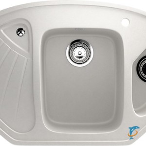Угловая двухсекционная мойка с отверстием под смеситель ULGRAN U-501 молочный  (U-501-341)