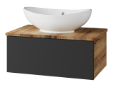 Тумба с раковиной Misty Ива 70 графит, каштан, 1 ящик — 
