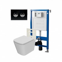 Инсталляция пневм Point Элемент П PN45121 + Клавиша Венера черн/хром PN44072BC + Унитаз Ника — 