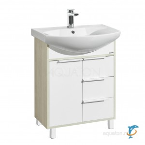 Тумба с раковиной Aquaton Рико 65 белая, ясень фабрик  (1A213301RIB90 + Aquaton_1WH207782)