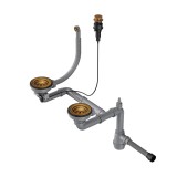 Арматура OMOIKIRI с клапаном-автоматом для полуторачашевых моек с круглым переливом WK-1,5CL-R-AB022-A, античная латунь &mdash; 