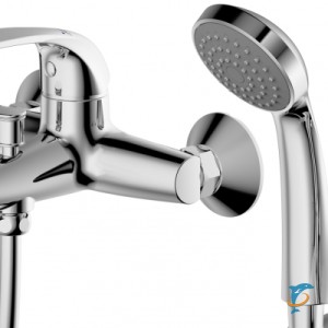 Смеситель для ванны с коротким изливом с аксессуарами Bravat Fit (F6135188CP-B-RUS)