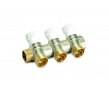 Коллектор с перекрывающими кранами LUXOR CP 463 3/4x1/2 — 3-х ходовой коллектор с перекрывающими кранами для медной и пластиковой трубы