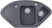 Угловая двухсекционная мойка с отверстием под смеситель ULGRAN U-501 антрацит — 