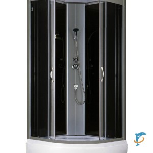 Душевая кабина LORANTO CS-6690-25 G 90х90х215 прозрчное стекло 4мм, поддон 25 см, чёрная  (CS-6690-25 G)