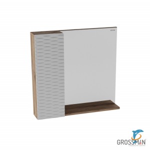 Шкаф-зеркало Grossman АЛЬБА-80 см лев веллингтон/белый  (208006)