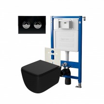 Инсталляция пневм PointЭлемент П PN45121+Клавиша Венера чр/хр PN44072BC+Унитаз Меркурий чёрн мат — 