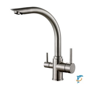 Смеситель для кухни HAIBA HB70304 с подключением фильтра, нержавеющая сталь  (HB70304)