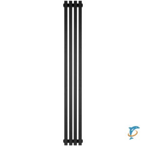 Стальной трубчатый радиатор STOUT TUBE QUADRO 4 секции нижнее правое подключение QV40-1750-4 R RAL1T103S9005 (черный матовый муар), STQV4017504RRAL1T103S9005  (STQV4017504RRAL1T103S9005)
