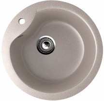 Круглая мойка с отверстием под смеситель ULGRAN U-102n песочный — 