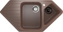 Угловая двухсекционная мойка с отверстием под смеситель ULGRAN U-409 терракот — 