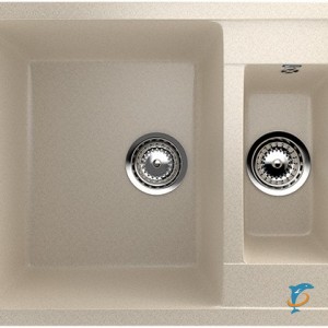 Двухсекционная реверсивная мойка ULGRAN U-106 бежевый  (U-106-328)