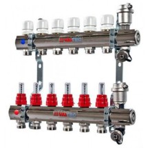 Коллекторная группа VALTEC 1'' с расходомерами для тёплого пола на 8 выходов — 