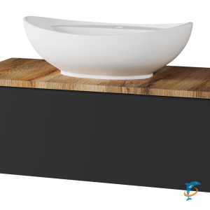 Тумба с раковиной Misty Ива 90 графит, каштан, 1 ящик  (П-Ива-01090-481Я + Misty_4620008198989)