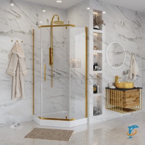 Душевое ограждение Niagara NG-6434-08 GOLD (100х100х190)  (NG-6434-08GOLD)