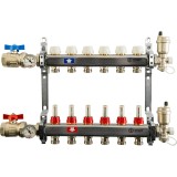 Коллектор STOUT из нержавеющей стали в сборе с расходомерами 5 выходов — Коллекторные блоки STOUT производятся в Италии под тщательным контролем, проходя многочисленные тесты и сертификацию оборудования.