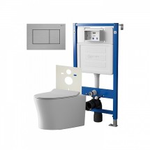 Инсталляция Point Элемент PN45120 + Клавиша Ника нерж сталь браш PN44081SB +Унитаз Вега PN41711 — 