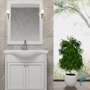 Тумба с раковиной ValenHouse Эллина 80/2 белая, фурнитура хром  (E280_ТБХ+S-UM-ERI80/1-w)