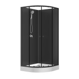 Душевая кабина Loranto NEO 100x100x(190+15) c низким поддоном 15см, прозрачное закаленное стекло 5 мм, задние стеклянные стенки черные, профиль черный-матовый (CS-21800BP-100) — 