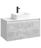 Тумба с раковиной Aqwella 5 Stars Mobi 100 подвесная, белый, бетон светлый (раковина Триумф) — 