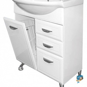 Тумба с раковиной Misty Дрея - 65 с бельевой корзиной  (Э-Дре01065-01К2Я + 4640021062296 Misty)