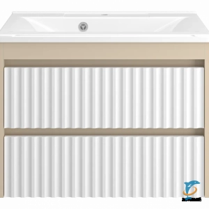 Тумба с раковиной Brevita Balaton 75 подвесная белая, бежевая  (BAL-06075-03-012Я+Misty_5002750)