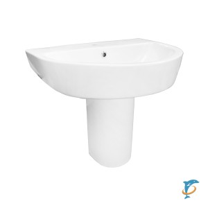 Раковина с полупьедесталом Creo Ceramique RENNES 600х455х500 керамика, белый глянцевый (RE3000+RE3050)  (RE3000+RE3050)