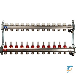 Stout Коллектор из нержавеющей стали с расходомерами, с клапаном вып. воздуха и сливом 12 вых.  (SMS-0927-000012)