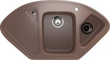 Угловая двухсекционная мойка с отверстием под смеситель ULGRAN U-501 терракот — 