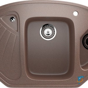 Угловая двухсекционная мойка с отверстием под смеситель ULGRAN U-501 терракот (U-501-307)