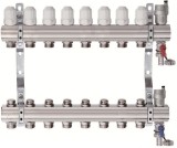 Коллекторная группа TIM 1&quot; на 11 выходов латунный корпус без расходомеров —  Коллекторы регулируемые (2 шт.) с трубной резьбой  ,  автоматический воздуховыпускной клапан - 2 шт