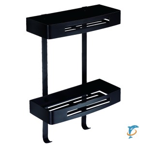 Полка прямоугольная AZARIO двухэтажная, чёрный матовый (AZ-170-2B)  (AZ-170-2B)