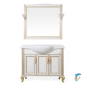 Комплект мебели ValenHouse Эллина 105 без пенала ясень, белый, патина золото  (EК105_ПЗ)