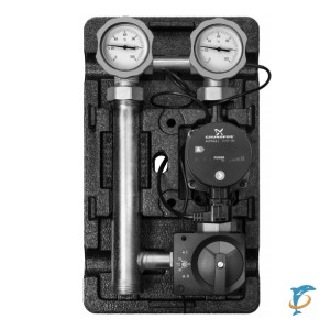 Насосная группа с ограничением температуры подающей линии Meibes MK 1" электронный термостат 25-80 С с насосом Grundfos UPS 25-60  (M45890.5EARU )