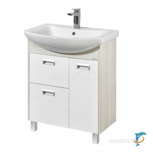 Тумба с раковиной Aquaton Бекка PRO 70 белая, дуб сомерсет  (1A208701BAC20 + Aquaton_1WH207776)