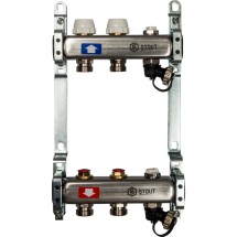 Stout Коллектор из нержавеющей стали без расходомеров, с клапаном вып. воздуха и сливом 2 вых. — 