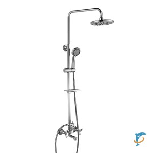 Смеситель Rossinka Q02-46 для ванны и душа с регулируемой высотой штанги, поворотным изливом и лейкой "Тропический дождь"  (Q02-46)