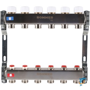 Коллектор из нержавеющей стали без расходомеров ROMMER 6 вых. RMS-3200-000006  (RMS-3200-000006)