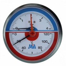 Термоманометр горизонтальный 80 мм 1/2&quot;- 4 бар (0-120C) Millennium — 