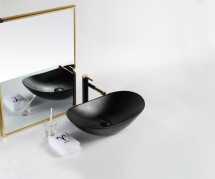 Раковина накладная керамическая, чёрная матовая, BB1404-H301, 605x370x150 — 