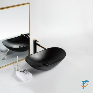 Раковина накладная керамическая, чёрная матовая, BB1404-H301, 605x370x150  (BB1404-H301)