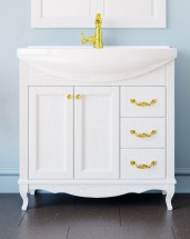 Тумба с раковиной ValenHouse Эллина 80 белая, фурнитура золото — 